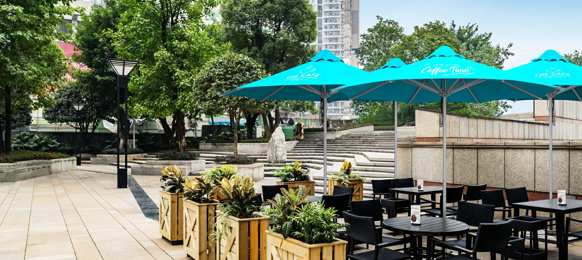 Enjoy Meal Under The Umbrellas